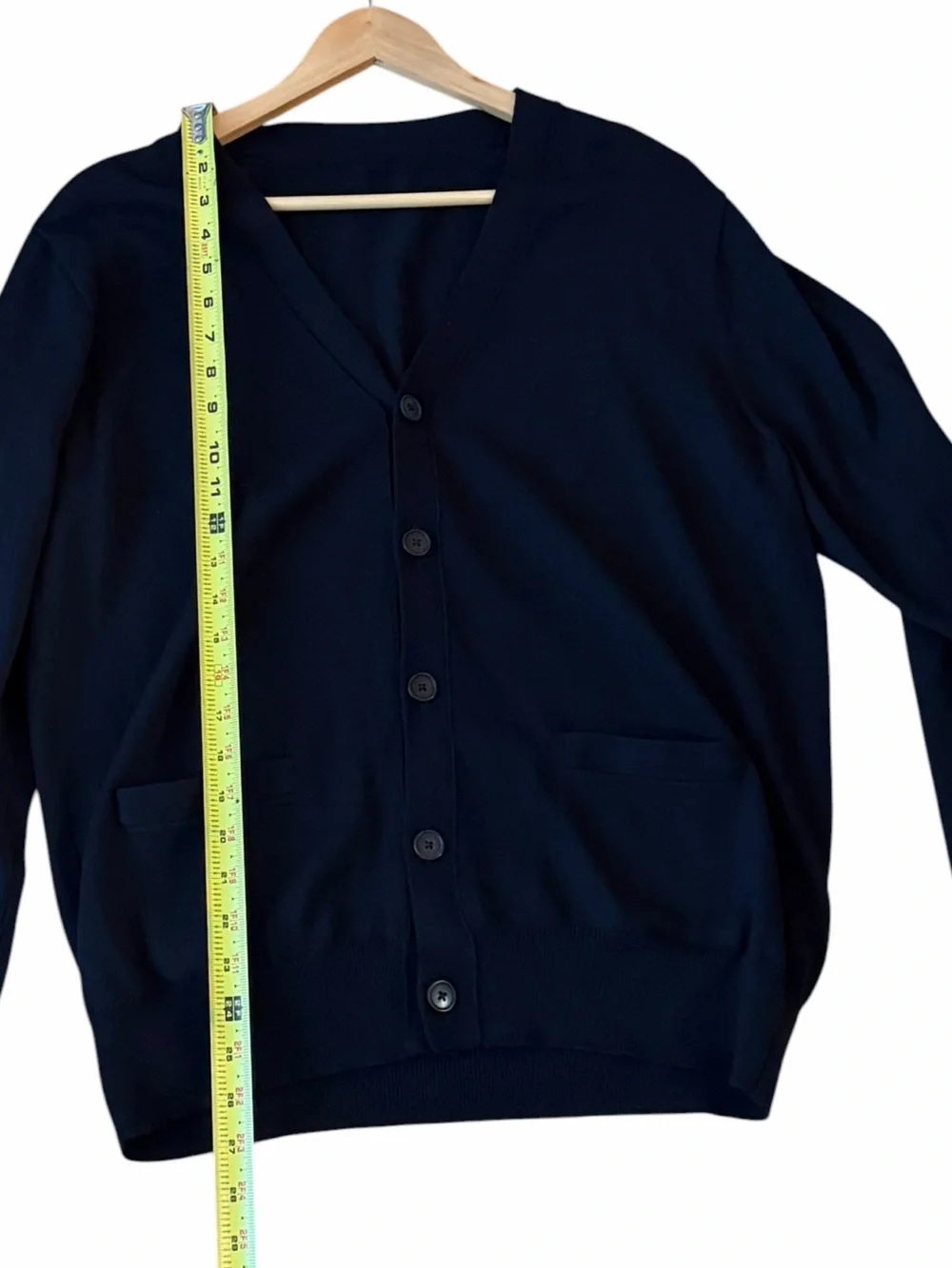 J.Crew 100% Merino Wool Navy V-Neck Button Down Cardigan Sweater Size Large